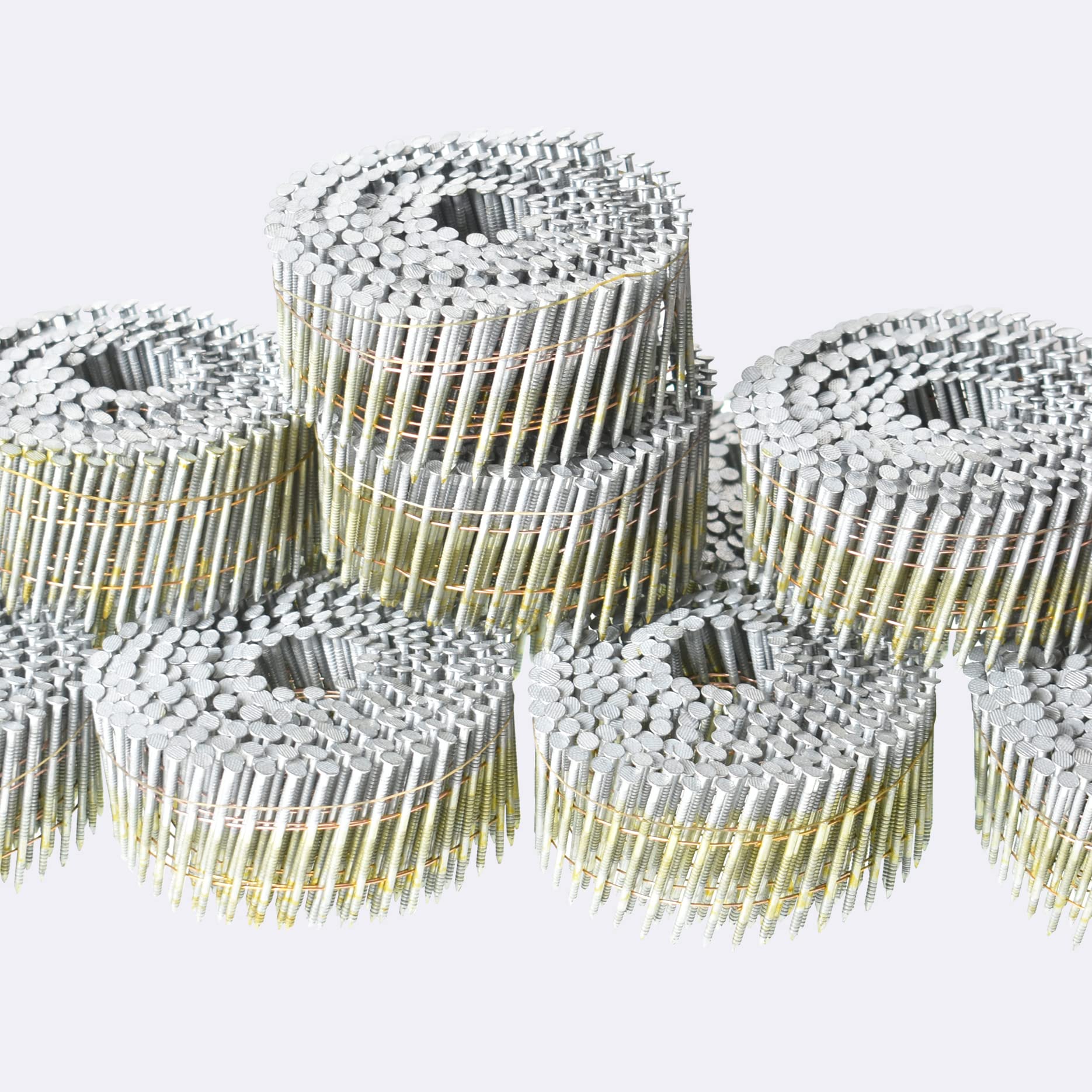 2 x 0.092 Inch Hot-Dipped Galvanized Ring Shank Coil Siding Nails - 15 Degree Full Round Head (3600 Count) for Lathing, Sheathing & Exterior Siding Installation | Weather-Resistant Construction Nails for Roofing, Fencing & Deck Building Projects