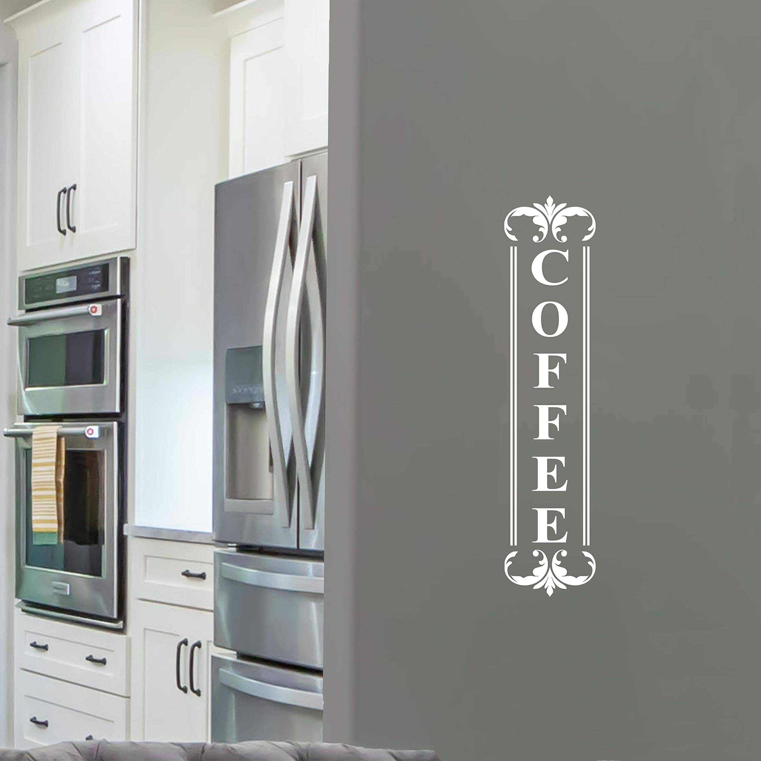 Coffee Quote Wall Decal - 2.5x11 White Vinyl Sticker for Kitchen Decor