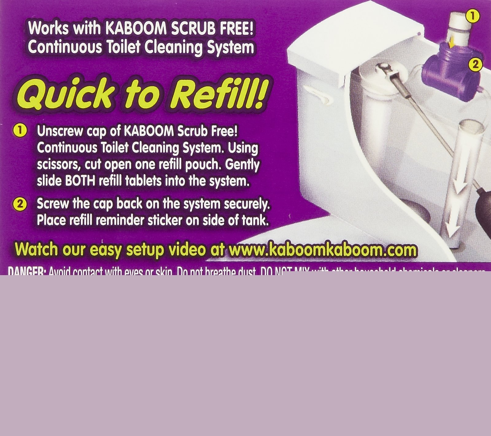 Kaboom Scrub Free Continuous Clean Toilet Cleaning Refill Tablets - 2 Count Pack - Effortless Toilet Bowl Cleaner for Sparkling Bathrooms - Perfect for Homes, Hotels & Offices