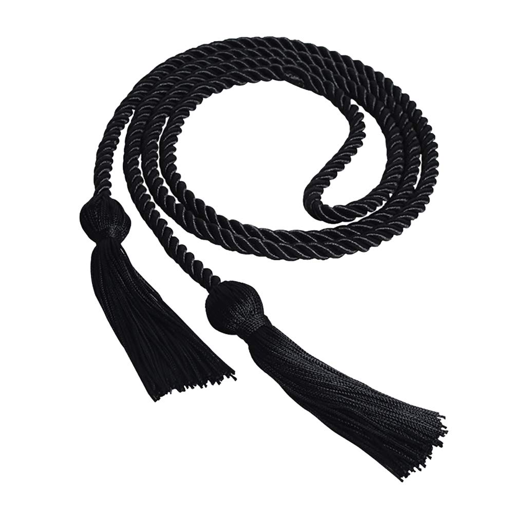 170cm Black Graduation Stole with Single Color Tassel - Heart Speaker Design for Graduates | Perfect for School Ceremonies, Graduation Photos & Cap Decorations