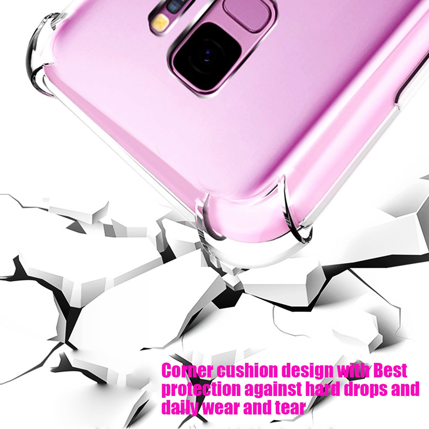 2-Pack iBarbe Shockproof Case for Samsung Galaxy S9 (5.8 Inch) - Durable TPU Bumper with Reinforced Corners + Anti-Scratch Clear PC Back Panel (Gray) - Perfect for Outdoor Activities & Daily Protection