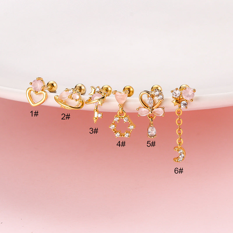 20G Cartilage Heart Dangle Barbell Stud Earrings for Women - Stainless Steel Tragus & Helix Piercing Jewelry - Perfect for Valentine's Day, Anniversary & Everyday Wear | HSPJ813