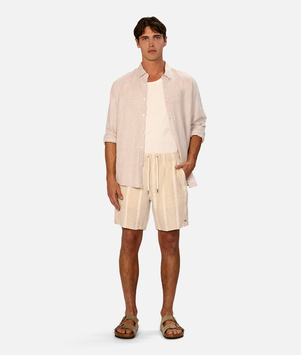 Premium Bahrain Linen Blend Shorts in Wheat - Lightweight & Breathable Summer Casual Shorts for Men | Perfect for Beach, Vacation & Outdoor Activities