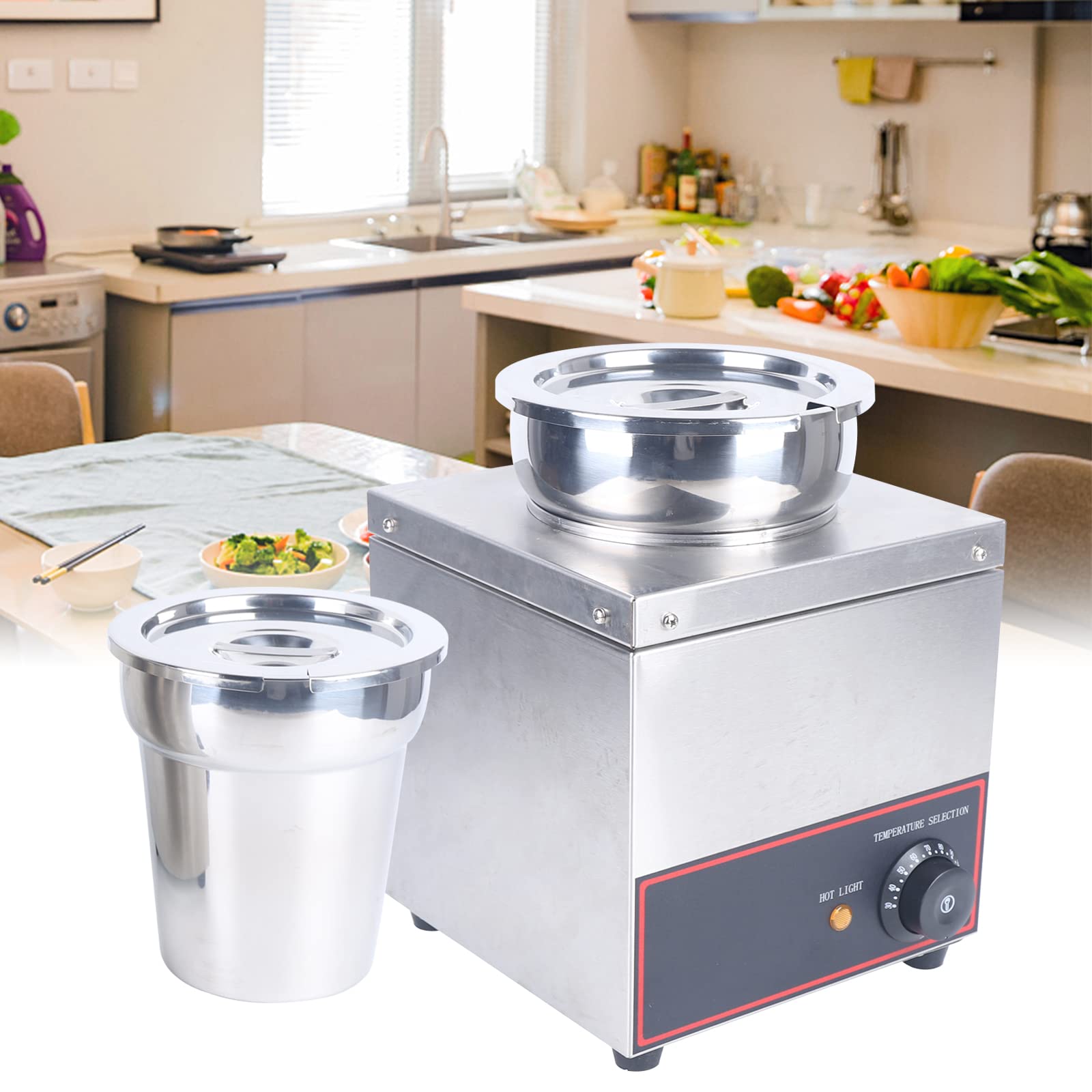 150W Electric Food Warmer for Sauces, Cheese & Soup - 110V Stainless Steel Countertop Heater with Temperature Control (86-230°F) - Perfect for Restaurants, Cafes & Catering - Keep Cheese, Jam, Caramel & More Warm & Ready to Serve