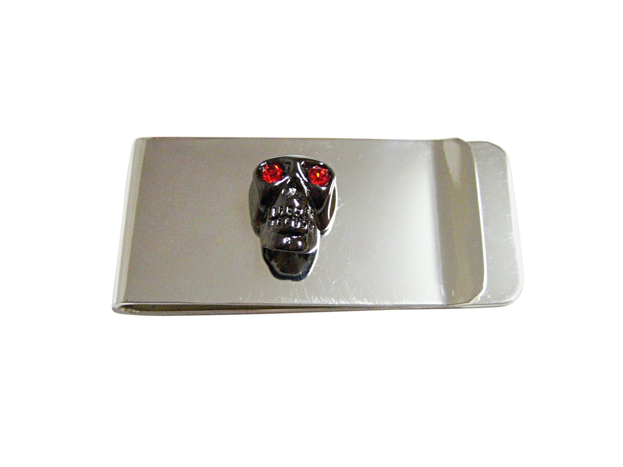 Kiola Designs Skull with Red Eyes Money Clip - Premium Stainless Steel Wallet Money Holder for Bills & Cards | Perfect Gift for Men, Bikers & Halloween Lovers | Everyday Carry & Special Occasions