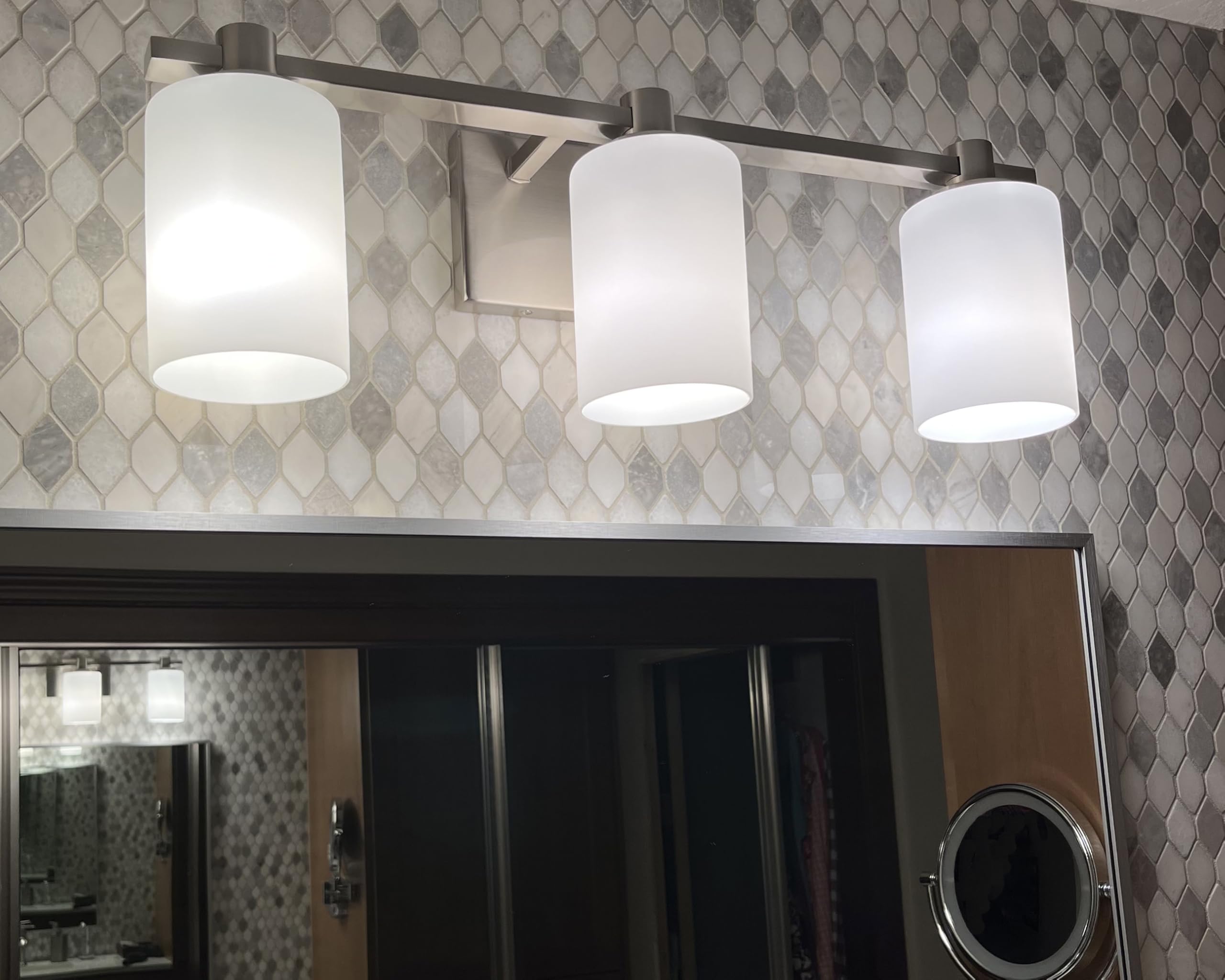 Hinkley Karlie Collection 3-Light Transitional Bathroom Vanity Light Fixture in Chrome - Perfect for Modern Bathroom Lighting and Vanity Mirror Illumination
