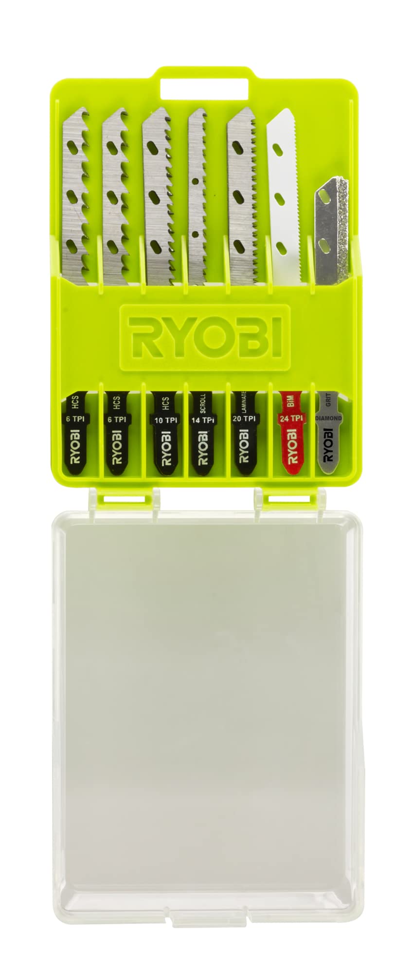 Ryobi 5132002812 Jig Saw Blade Set - 10-Piece RAK6 JSBW Blades for Wood, Plastic, Granite & Metal Cutting | Compatible with ONE+ System & Universal Jigsaws | Perfect for DIY Projects, Home Renovations & Woodworking