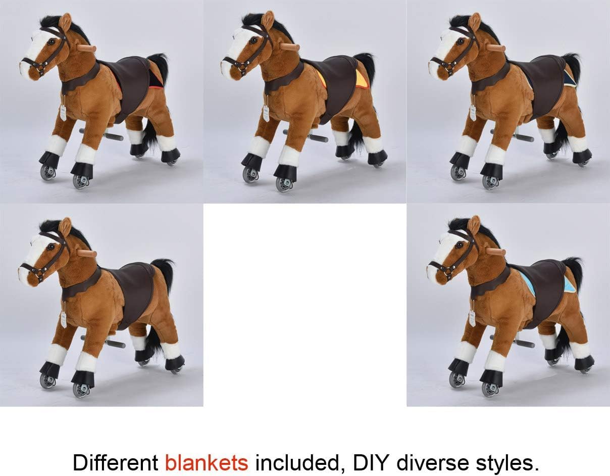 UFREE Ride-On Walking Horse Toy for Kids - 36 Inch Height, Best Birthday Gift for Girls Ages 4-9 | White Mane & Tail | Pretend Play, Outdoor Fun, Imaginative Playtime Gift