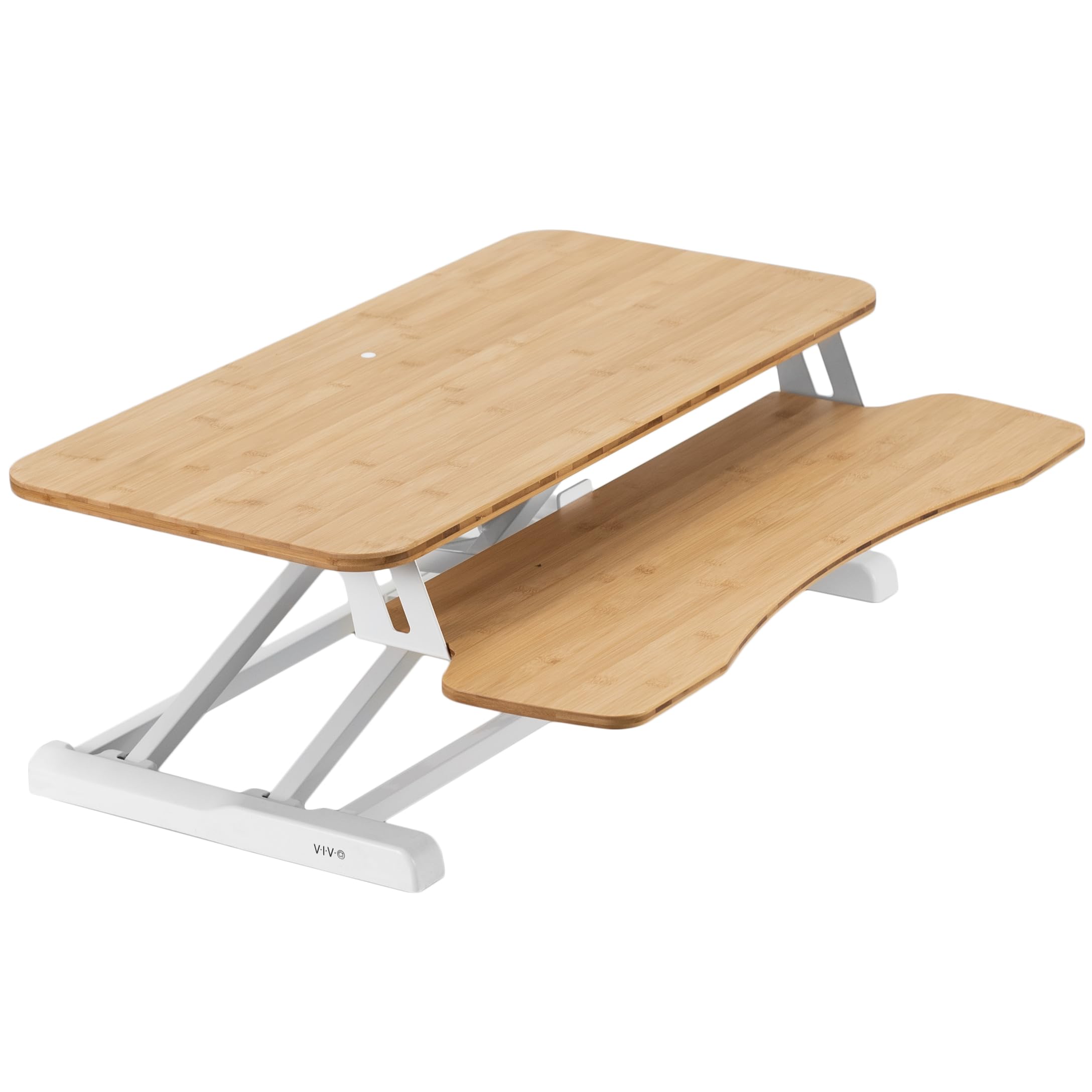 VIVO K Series 32 Inch Height Adjustable Sit to Stand Desk Converter - Dual Monitor & Laptop Workstation with Wide Bamboo Keyboard Tray, White Frame (DESK-V000KO) for Home Office, Gaming & Ergonomic Workspace Setup