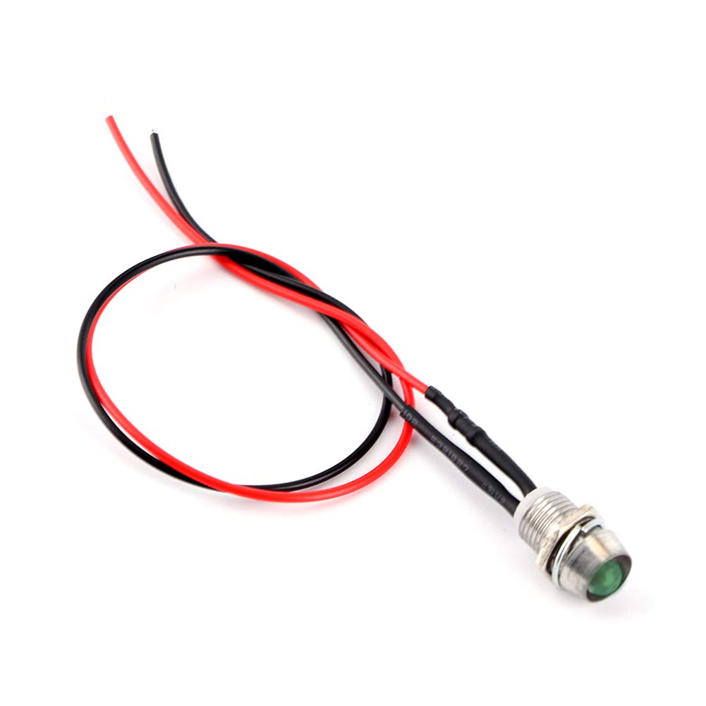 12V 8mm Green LED Pilot Indicator Lights - 4 Pack for Car, Van Dashboard & Warning Lights - Durable, Bright Dash Panel Lamps for Automotive, Marine & Industrial Use