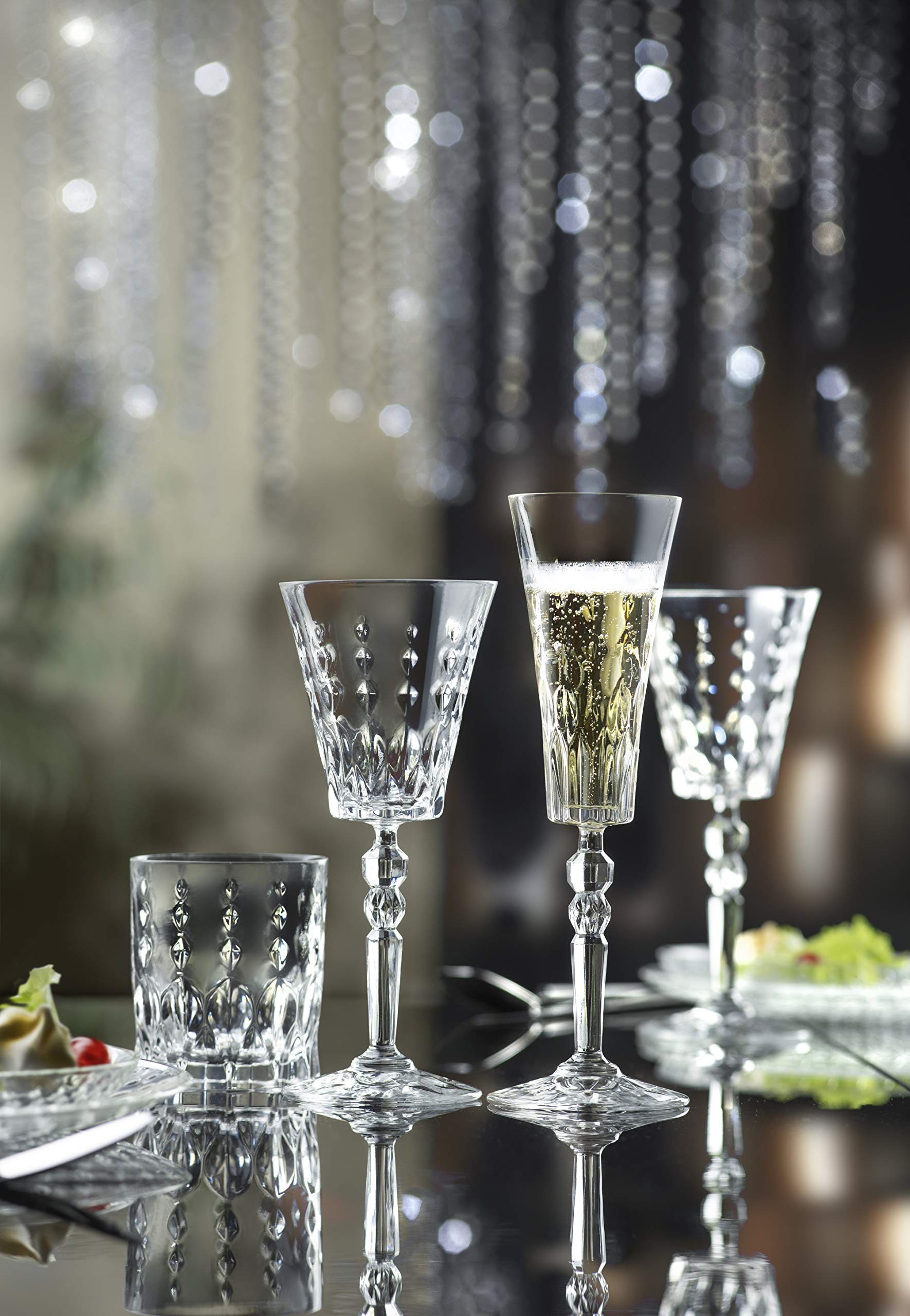 Premium Barksi Goblet Set of 6 - Elegant Red Wine & Water Glasses with Stem - 8.75 oz Crystal-Like Glassware - European Craftsmanship - Perfect for Dinner Parties, Weddings & Home Entertaining
