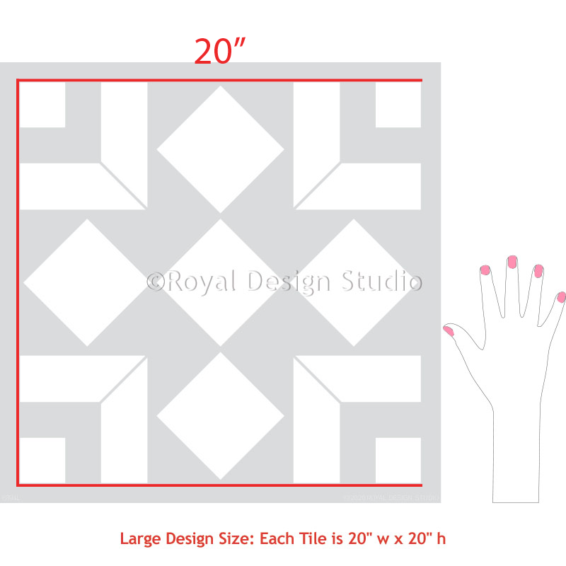 Alonzo Tile Stencil Kit - Reusable DIY Floor & Wall Stenciling Template for Concrete, Wood, Ceramic - Perfect for Home Decor, Bathroom, Kitchen, and Patio Renovation