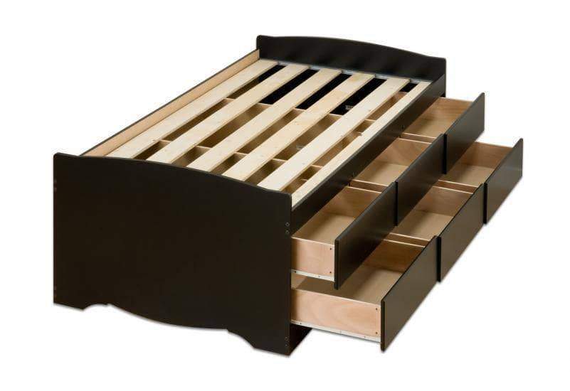 Black Tall Twin Captain's Platform Storage Bed with 6 Drawers - Space-Saving Bedroom Solution for Teens, Dorms & Small Apartments