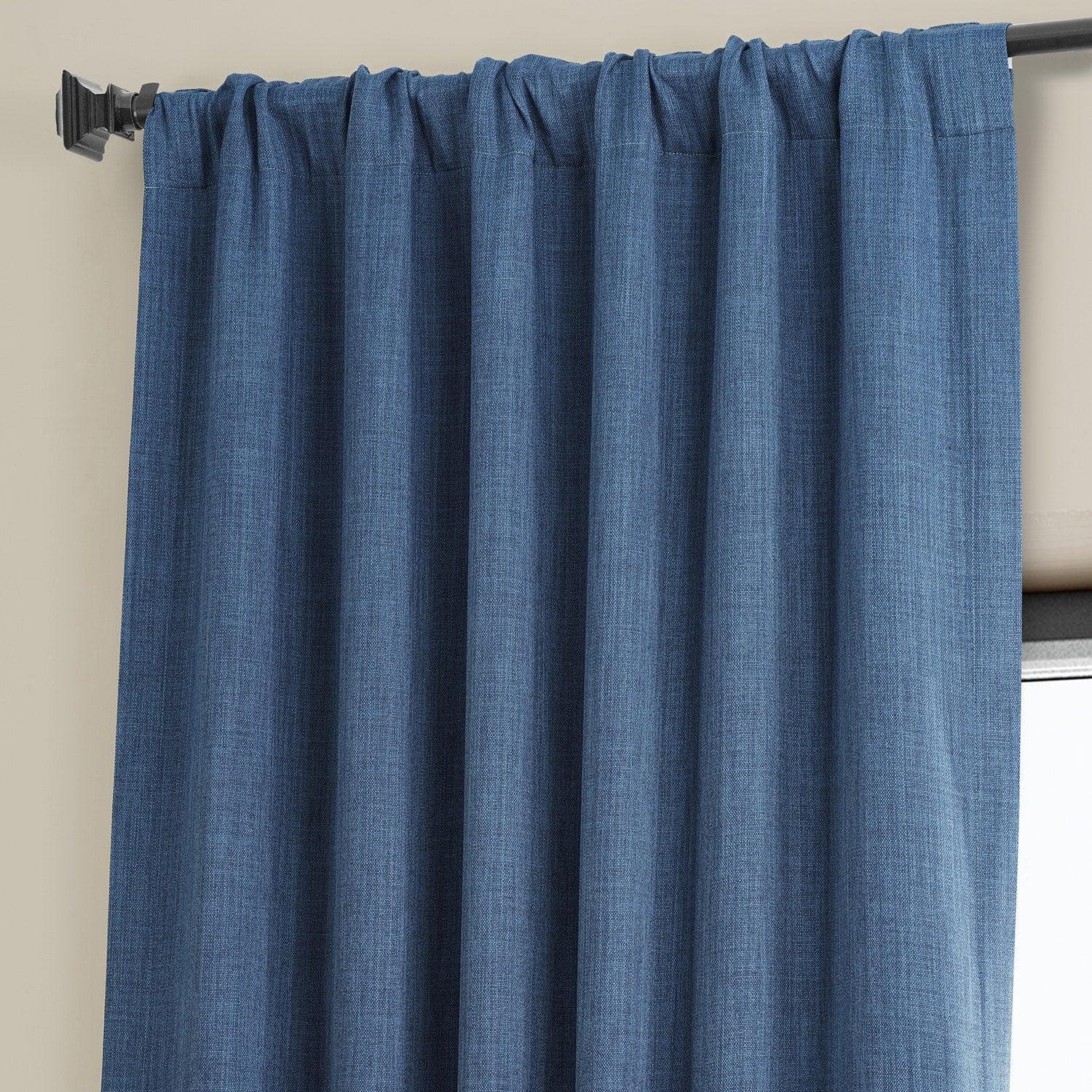 Stylish Denim Textured Faux Linen Blackout Curtains for Bedroom & Living Room - Light Blocking Window Treatment for Better Sleep & Privacy