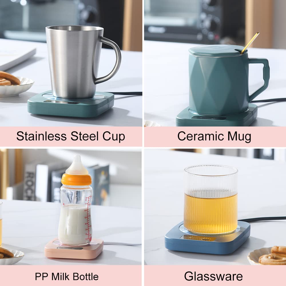 Premium Aluminum Coffee Mug Warmer for Coffee, Tea, Cocoa & Milk - Safe & Reliable Beverage Warmer Coaster - Ideal for Home, Office & Travel - Pink (4