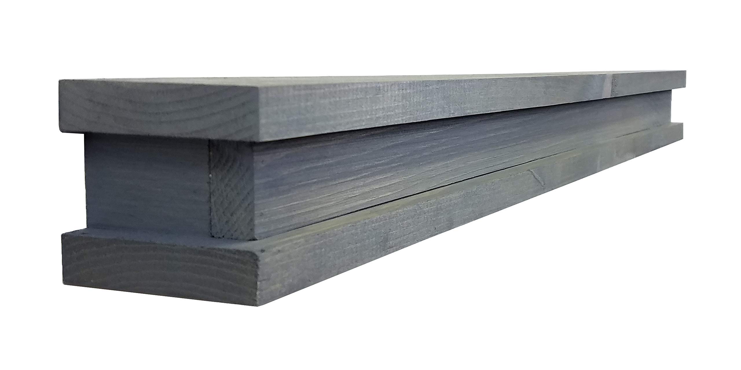 Rustic Wood Wall Shelf - Shiplap Floating Shelf for Bathroom & Kitchen Display - Classic Gray