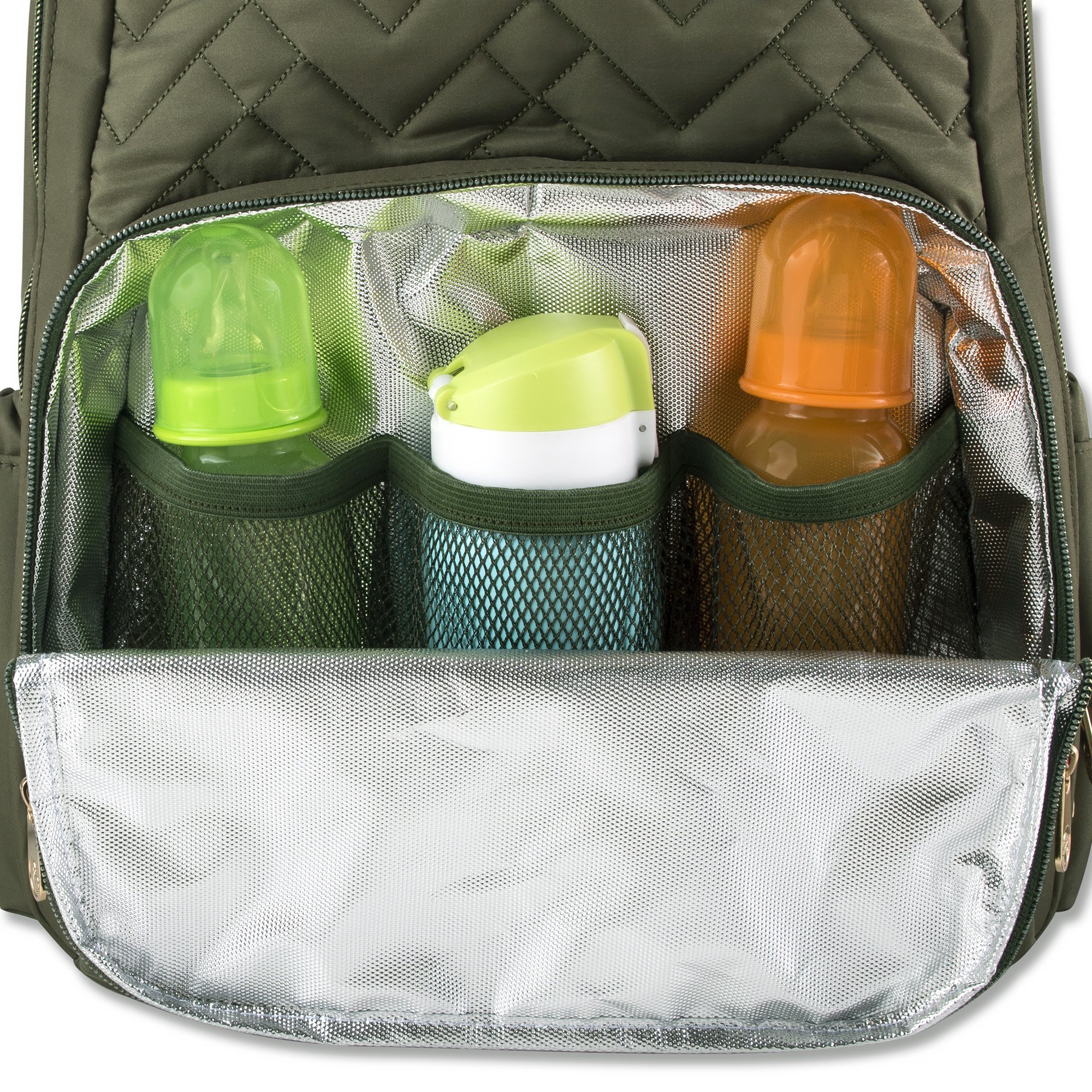 Fisher-Price Morgan Quilted Backpack for Kids - Olive Green School Backpack with Adjustable Straps | Perfect for School, Travel & Daycare Use