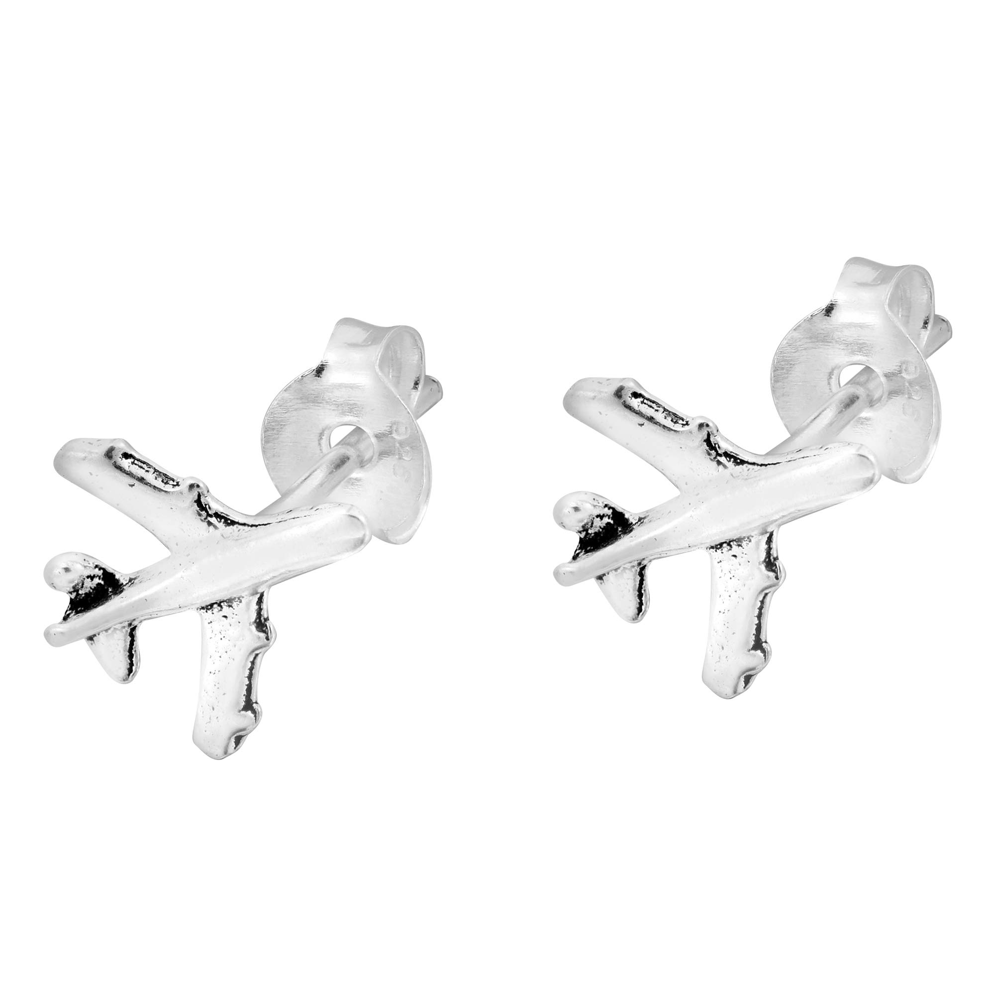 AeraVida Sky Wanderlust .925 Sterling Silver Airplane Stud Earrings for Women | Durable & Hypoallergenic Post Earrings | Perfect for Travel, Aviation Enthusiasts & Everyday Wear
