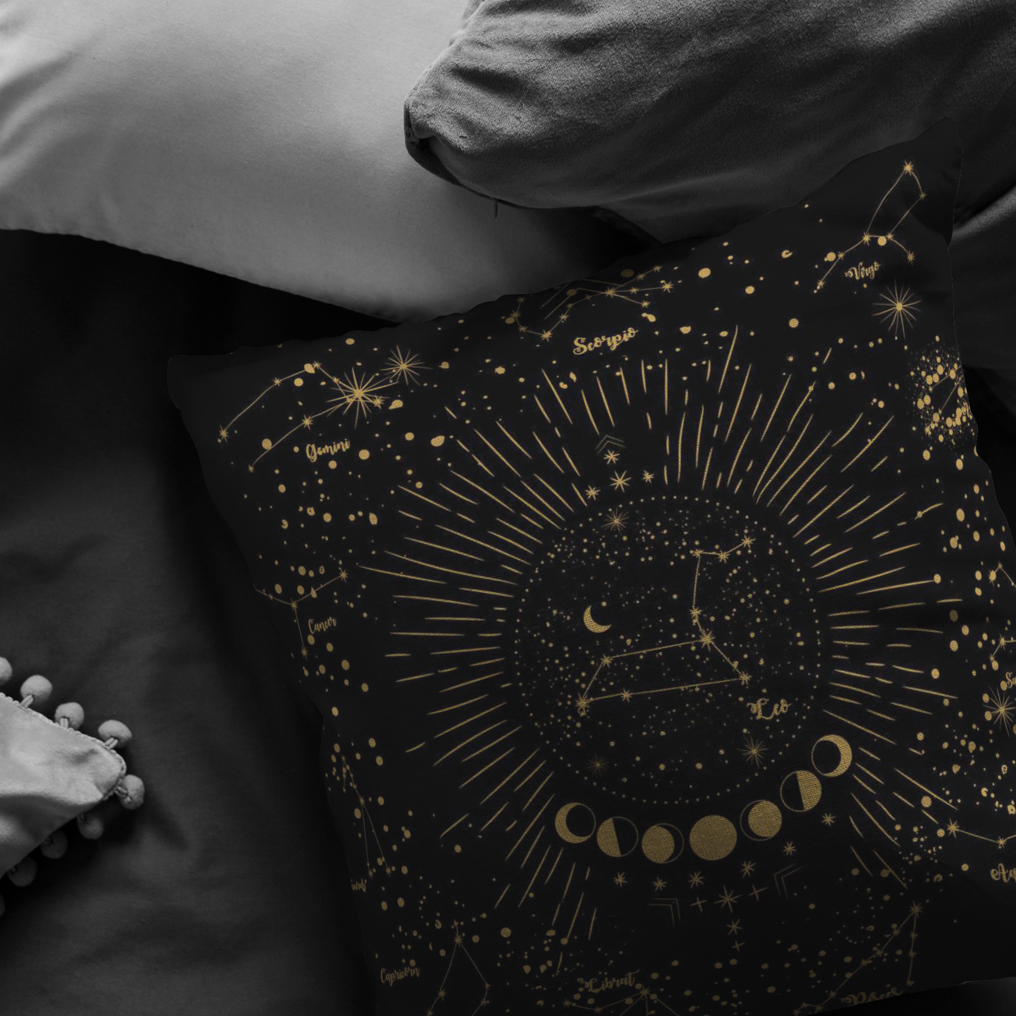 Celestial Zodiac Throw Pillow - Decorative Accent Cushion for Sofa, Bed & Home Decor - Perfect for Living Room, Bedroom & Dorm Styling