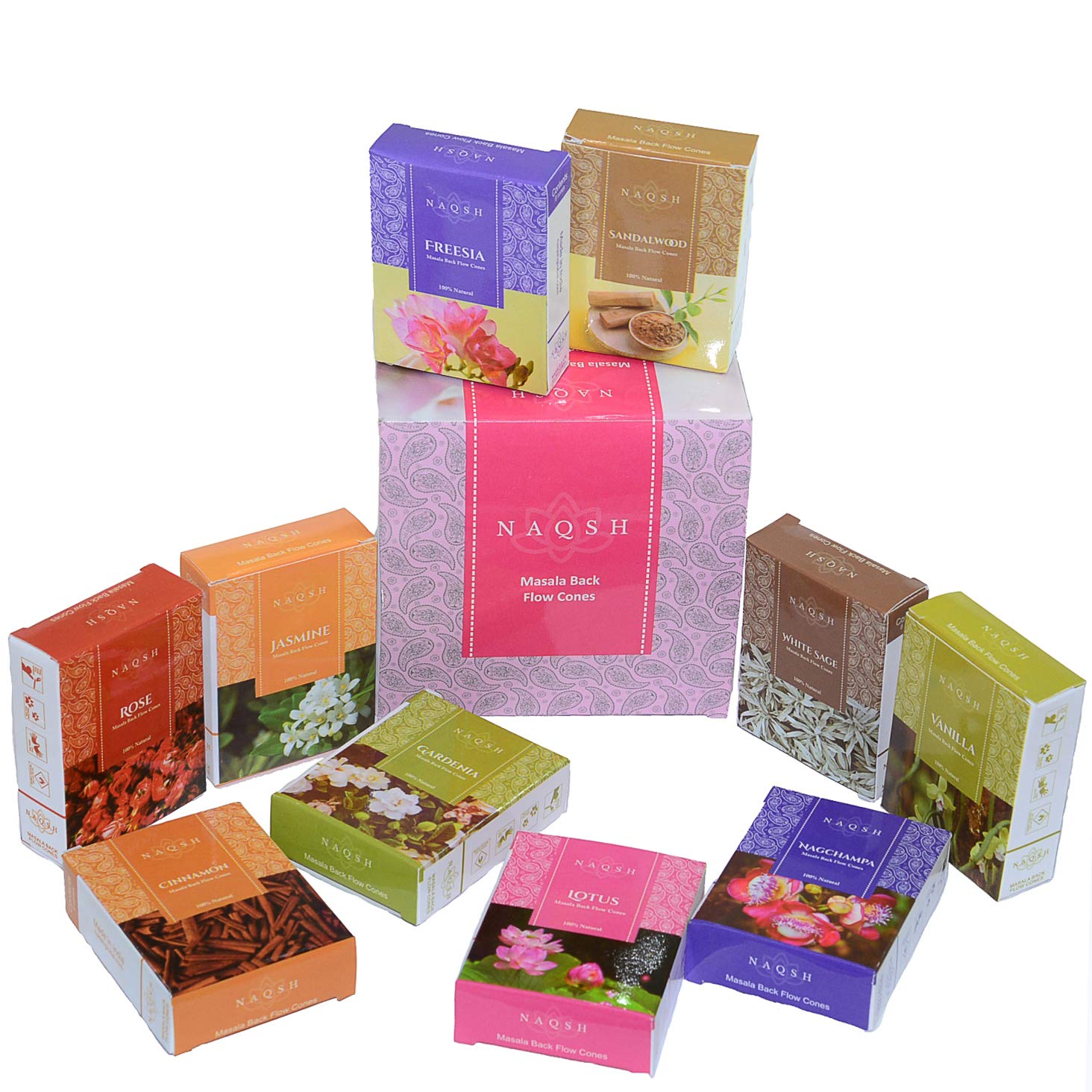 Premium Masala Backflow Incense Cones - 10 Assorted Aromas (8 Cones Each) | Natural & Handcrafted for Meditation, Yoga, Aromatherapy & Home Relaxation