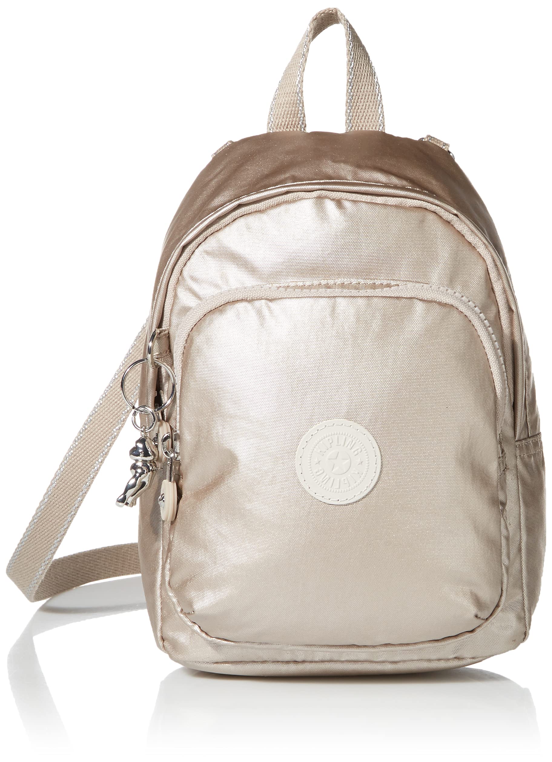 Kipling Women's Delia Compact Convertible Laptop Backpack - Lightweight Minimalist Nylon Bag for Work & Travel (Metallic Glow, 7