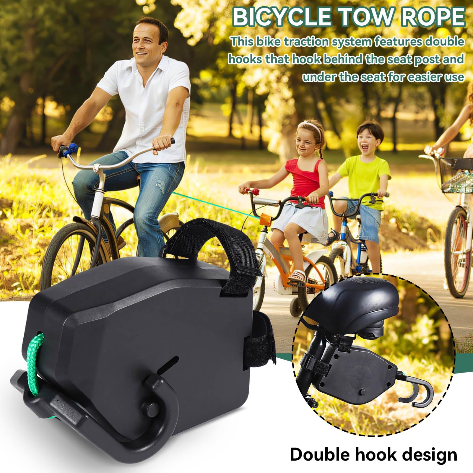 **Kids Bike Tow Rope - Secure Retractable Bicycle Towing System for Parent & Child - Perfect for Family Rides, Parks, and Outdoor Adventures**