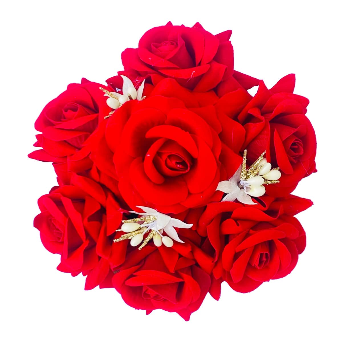 VinshBond Artificial Hair Bun with Red Rose Flowers - Full Juda Bun Hair Accessory for Women (Red, Pack of 1) - Perfect for Weddings, Parties & Traditional Indian Hairstyles