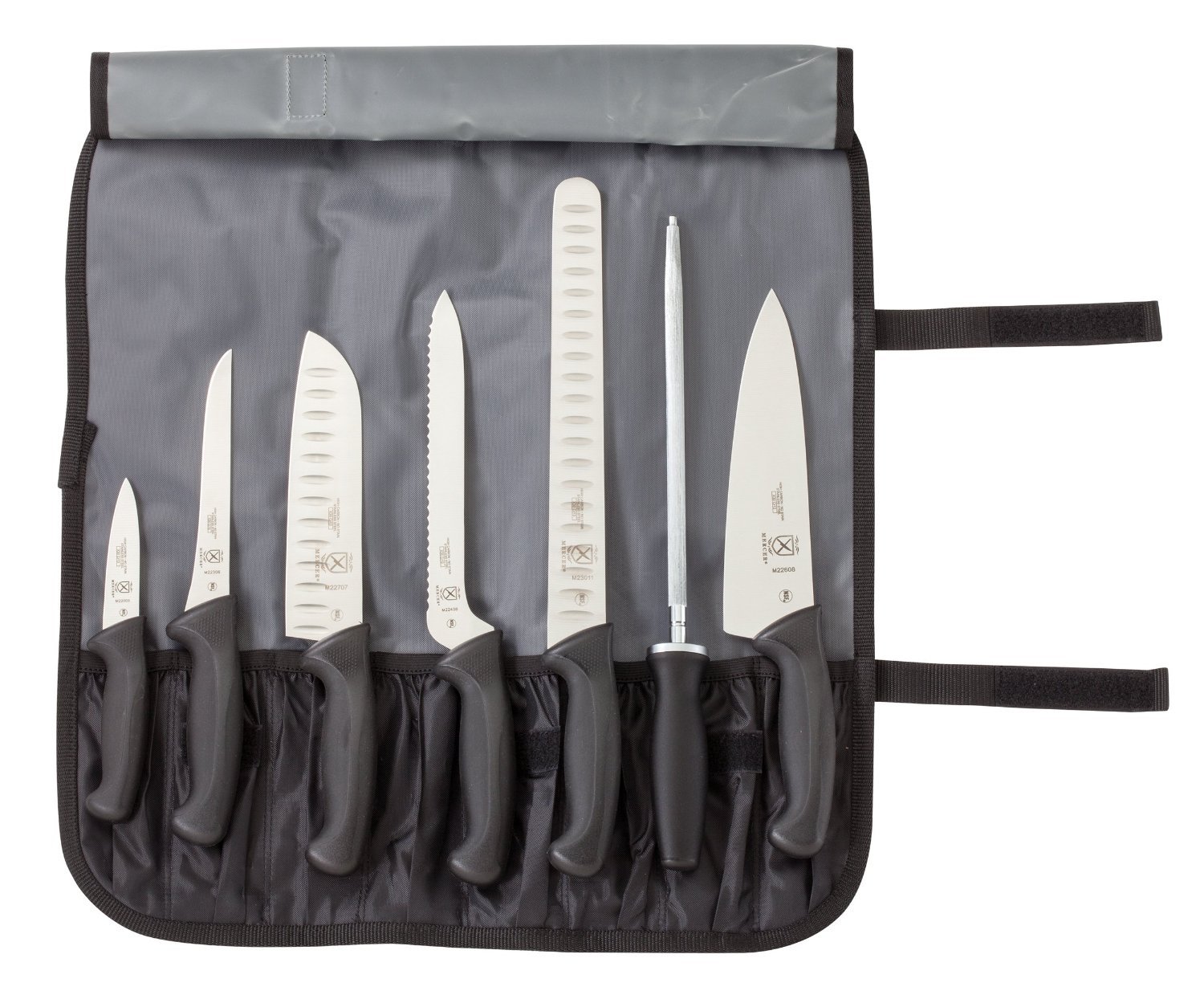 2-Piece Mercer Culinary Millennia 8-Piece Knife Roll Set - Professional Chef Knives for Cooking, Slicing & Dicing - Perfect for Home Kitchens, Restaurants & Culinary Schools