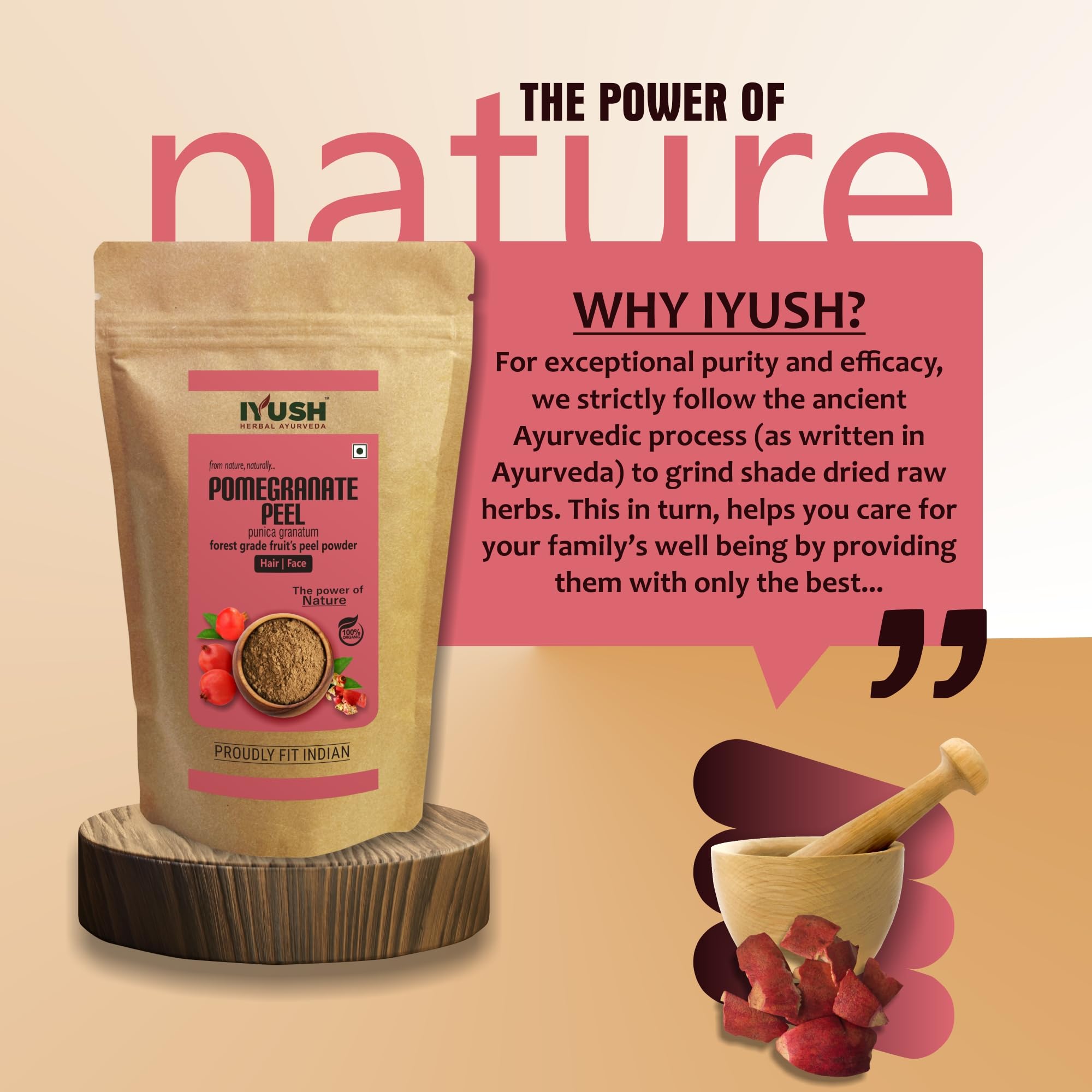 IYUSH Herbal Ayurveda Pomegranate Peel Powder – 900gm | Natural Pomegranate Powder for Skin Whitening, Detan & Glow | Anar Powder for Face Pack, Hair Care & Healthy Drinks | Organic Skin Brightening Treatment for Dry & Oily Skin | DIY Beauty & Wellness Solution