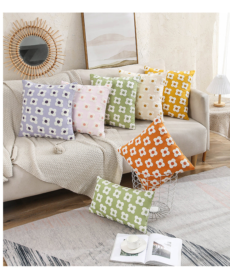 Daisy Embroidered Lumbar Pillow Cover - Bohemian Home Decor for Sofa, Bed & Couch - Perfect for Living Room, Bedroom & Nursery