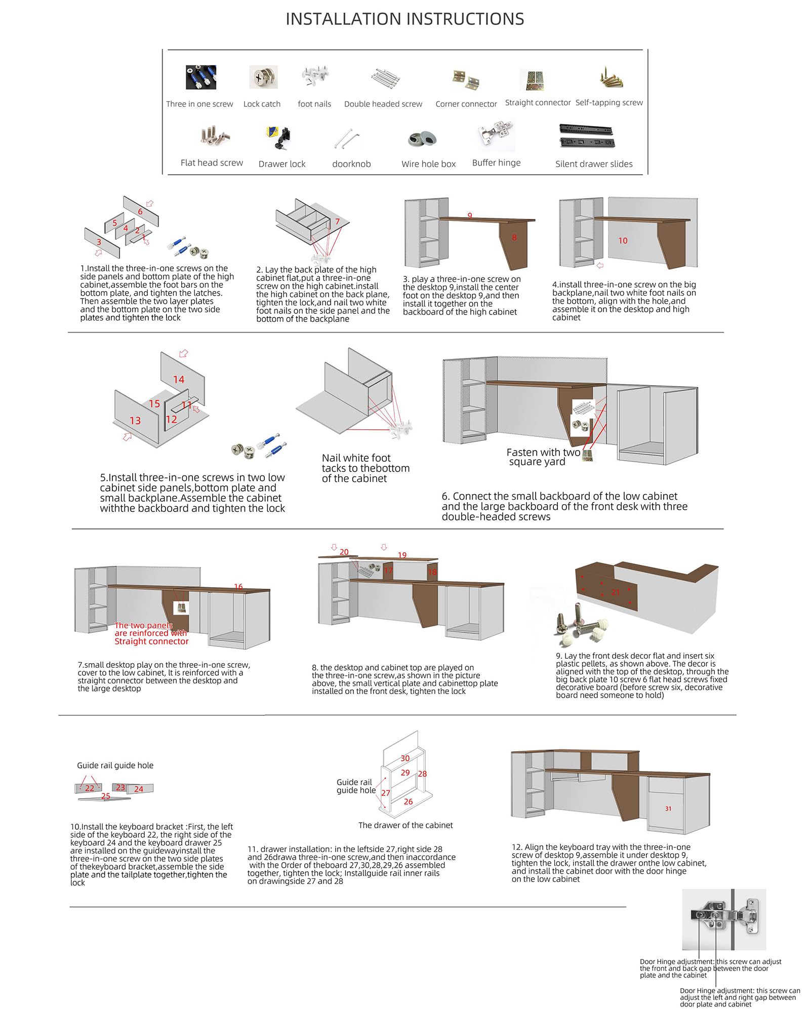 Modern L-Shaped Reception Desk - Large Wooden Commercial Receptionist Desk with Counter, Lockable Drawers & Cabinet - Office Front Desk for Corporate, Hotel, Clinic & Business Lobby (110.24
