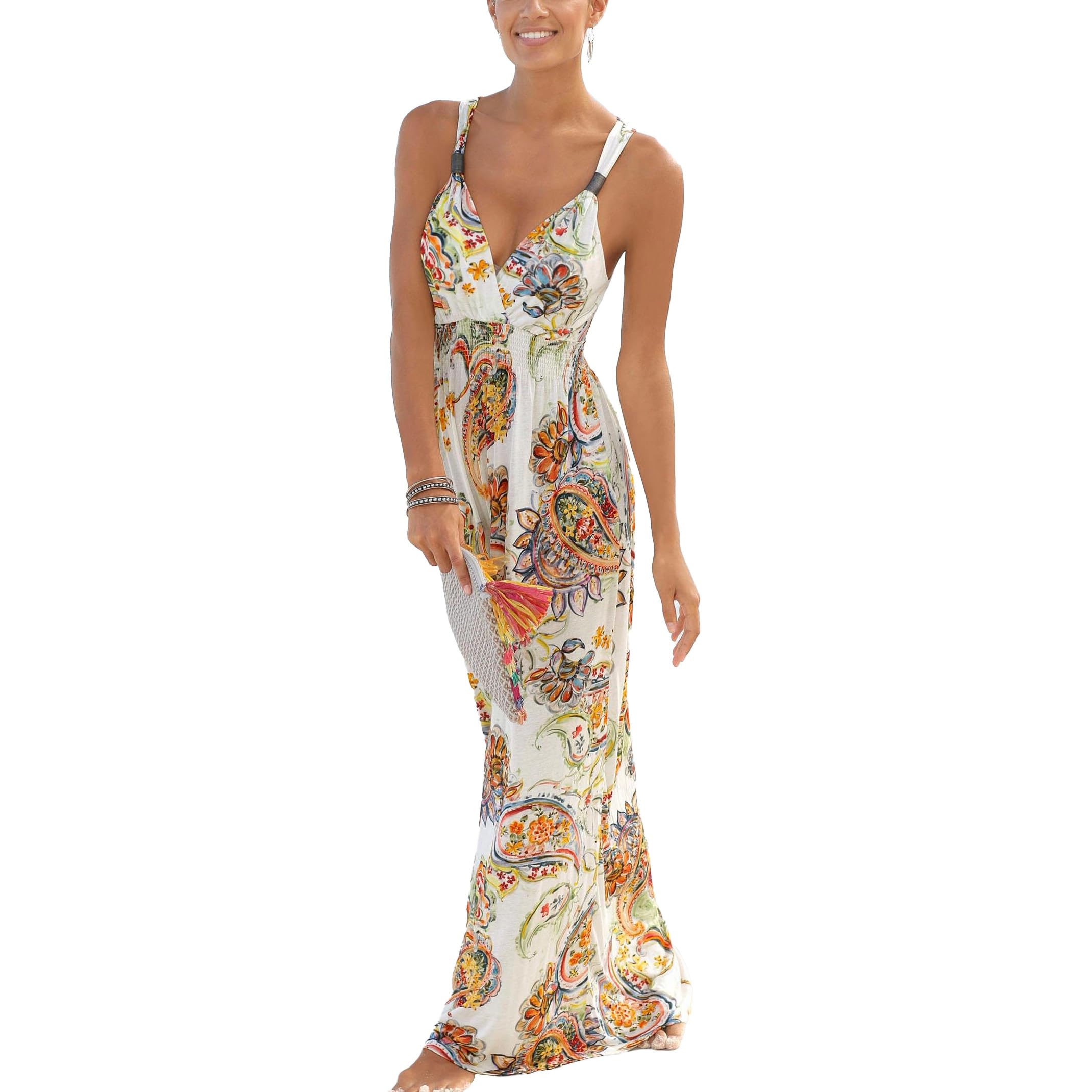 LASCANA Women's Sleeveless Maxi Dress - Flowy Summer Beach Dress for Vacation, Wedding Guest & Casual Outings