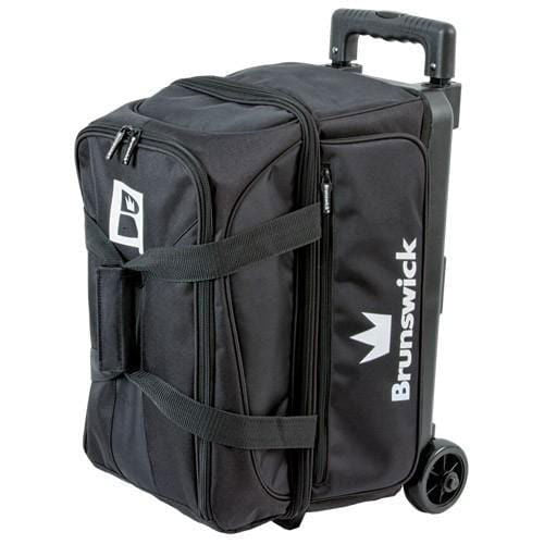 Brunswick Blitz Double Roller Black Bowling Bag - Durable 2-Ball Bowling Bag with Wheels for Men & Women - Perfect for League Play, Tournaments & Practice Sessions