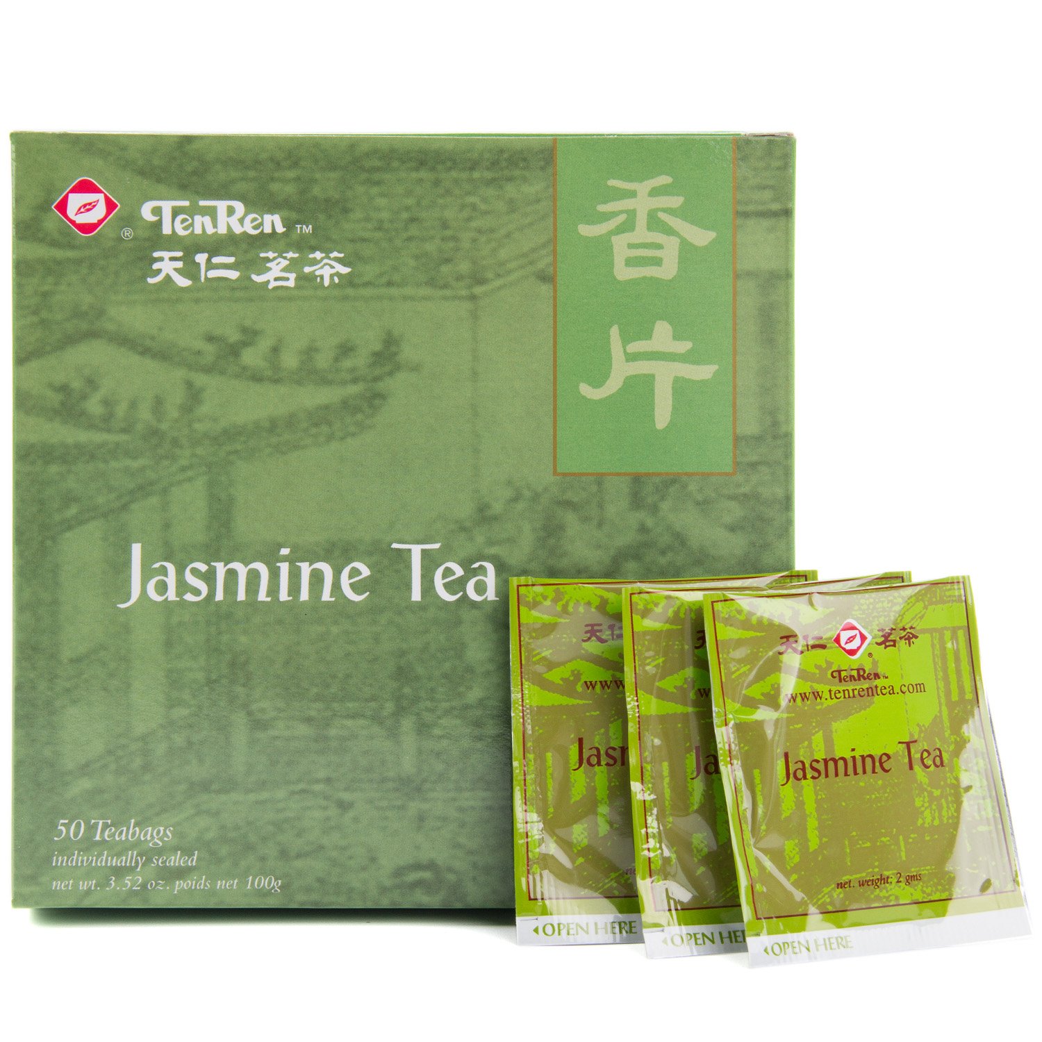 Premium Ten Ren Jasmine Tea Bags - 50 Count | Authentic Taiwanese Loose Leaf Tea | Floral Aroma & Relaxing Flavor | Perfect for Afternoon Tea, Office Break or Gift Giving