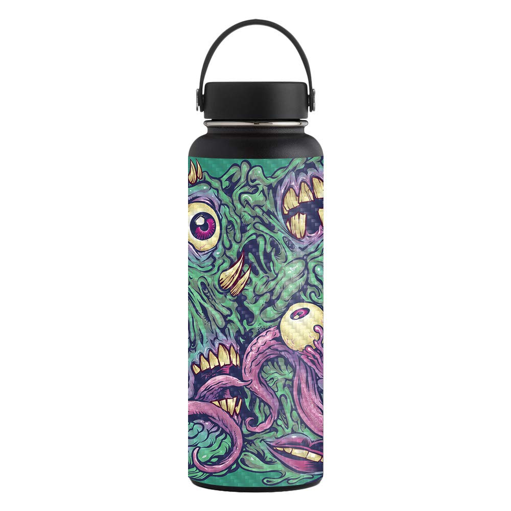 MightySkins Carbon Fiber Skin for 40 oz. Hydro Flask Wide Mouth Water Bottle - Protective Durable Textured Wrap | Easy to Apply & Remove | Made in USA | Perfect for Gym, Hiking & Outdoor Adventures