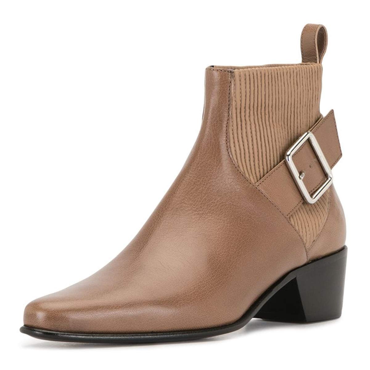 YDN Women's Retro Chelsea Ankle Boots - Pull On Chunky Heel Leather Short Booties with Adjustable Buckle (US Size 4-15) | Comfortable Dress Shoes for Fall Winter | Perfect for Office, Dating & Casual Outfits