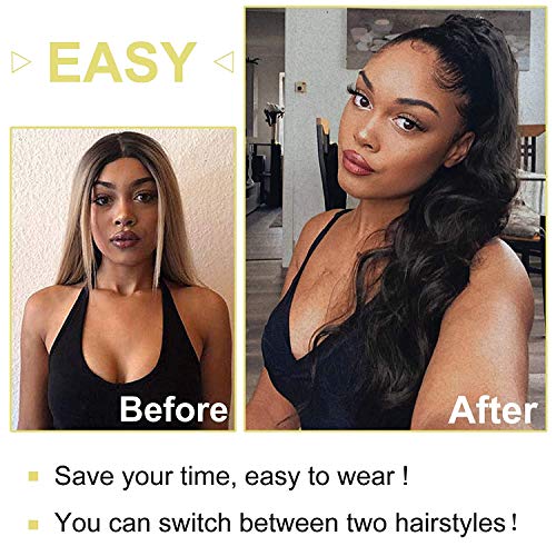 Natural-Looking Synthetic Drawstring Ponytail Hair Extension with Body Wave - Perfect for Daily Wear, Cosplay & Special Occasions