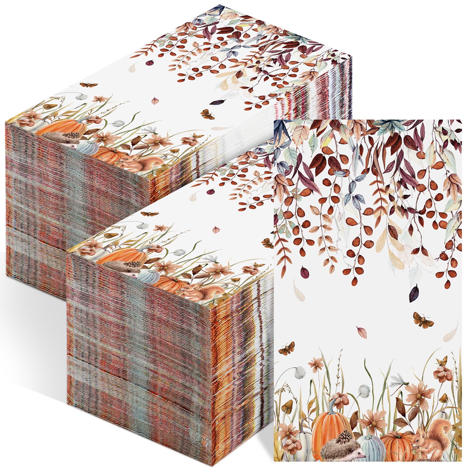 Seajan 200-Pack Premium Pumpkin Flower Design Disposable Paper Napkins - Soft Guest Hand Towels for Bathroom, Wedding, Birthday & Dinner Parties - Perfect for Spring & Summer Events, Home Decor & Table Setting