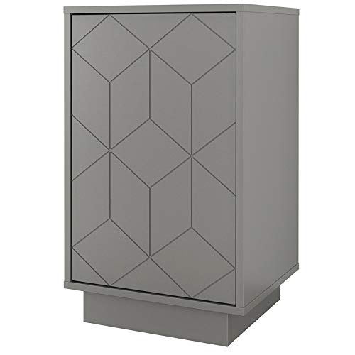 BOWERY HILL Modern Nightstand with 1 Door - Gray (Greige) Engineered Wood Bedside Table for Bedroom, Living Room & Guest Room