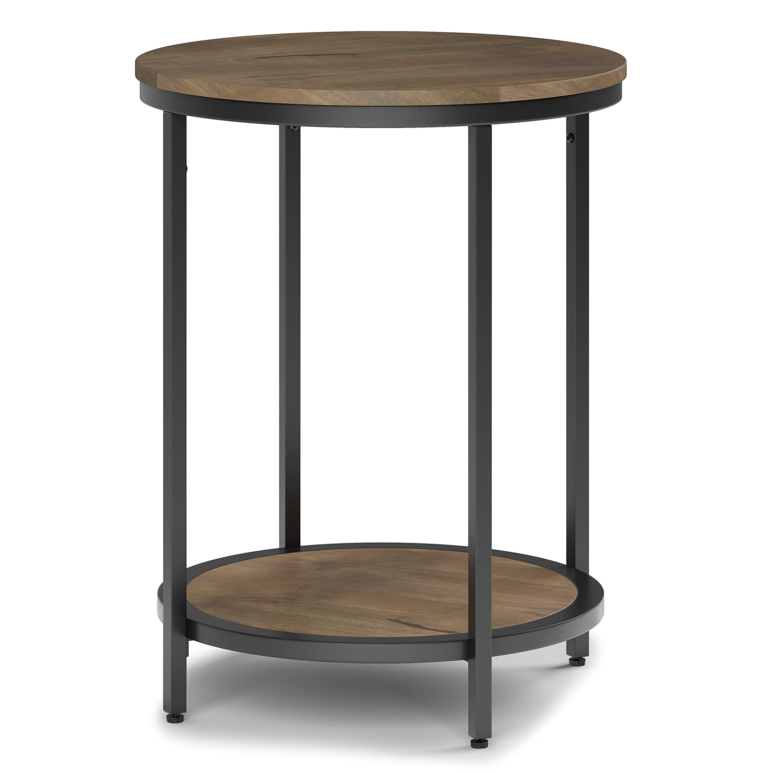 SIMPLIHOME Jenna Industrial 18-inch Wide Metal Round Accent Side Table in Warm Grey - End Table, Bedside Table & Nightstand for Living Room, Bedroom & Office - Perfect for Small Spaces, Coffee Table Alternative & Home Decor