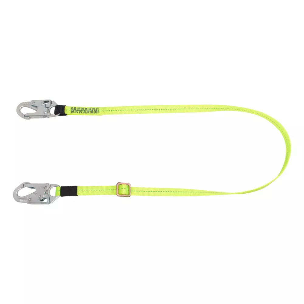 6′ Adjustable Safety Lanyard with Web Restraint - Fall Protection Equipment for Construction, Roofing & Window Cleaning Work