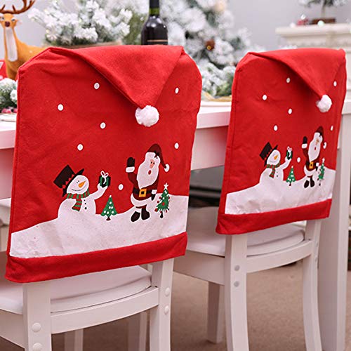 6 Pcs Santa Claus Hat Chair Covers - Festive Christmas Dining Chair Back Covers for Holiday Decorations (Red) | Perfect for Christmas Parties, Home Decor & Dining Room Chair Decorations