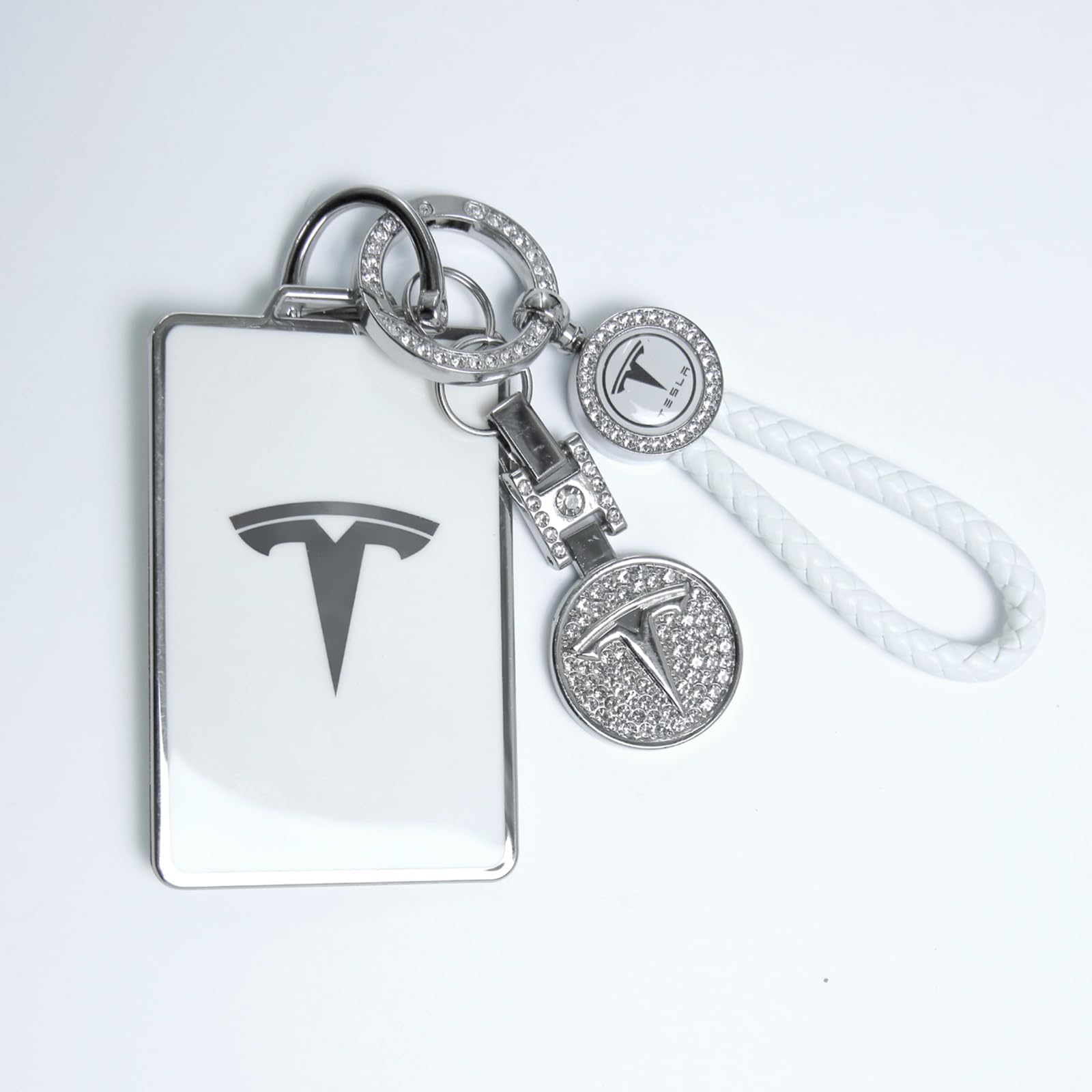 Tesla Key Card Holder - Bling Crystal Keychain for Model S/X/3/Y & Cybertruck | Protective Key Fob Cover | Durable Tesla Accessories for Everyday Use & Car Security