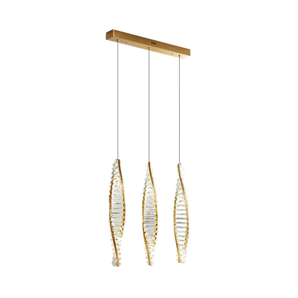 Elegant Spiral Strip Crystal Pendant Light - Modern Chandelier for Dining Room, Living Room & Bedroom Decor