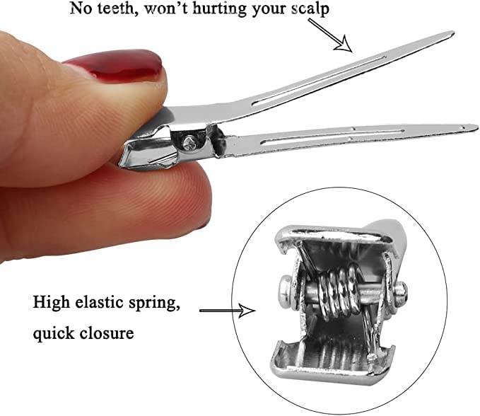 Ezume® 12-Piece 1.75 Inch Single Prong Curl Clips - Metal Alligator Hair Pins for Hair Extensions, Styling & Sectioning - Perfect for Salon, Home Use & DIY Hairstyles