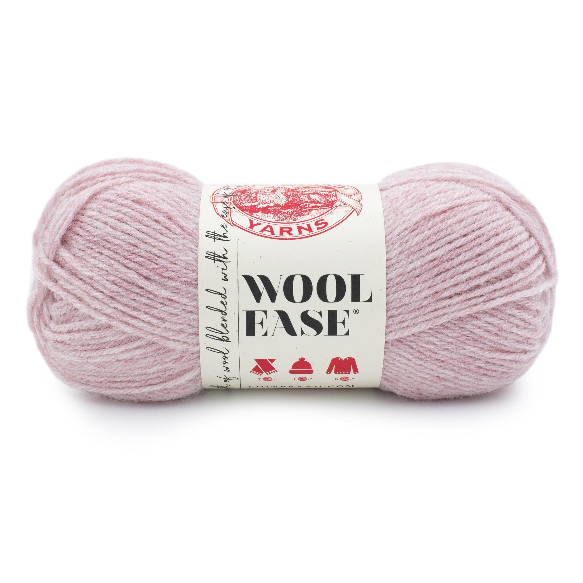 Lion Brand Yarn Wool-Ease Worsted-Weight Knitting & Crocheting Yarn - 1 Pack, Blush Heather - Perfect for Scarves, Hats & Blankets