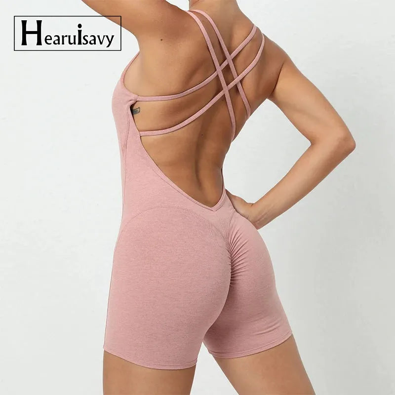 Hearuisavy Women's One Piece Sports Set - Sleeveless Gym Bodysuit, Sexy Workout Jumpsuit for Training & Fitness | Perfect for Yoga, Running, Gym & Activewear Fashion