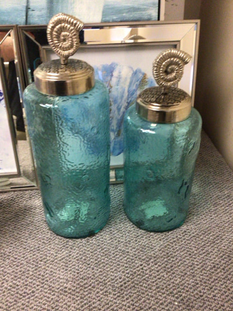 Blue Glass Jars with Lids - Set of 2 Airtight Containers for Kitchen Storage, Spices, Coffee, Tea & Home Decor | Perfect for Pantry Organization & Gift Giving
