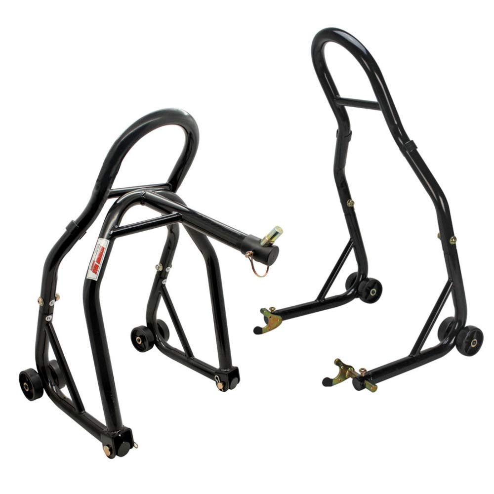 Extreme Max 5600.3223 Sport Bike Lift Stand - Front & Rear Spool-Style with Triple Tree Attachment for Motorcycle Maintenance & Storage