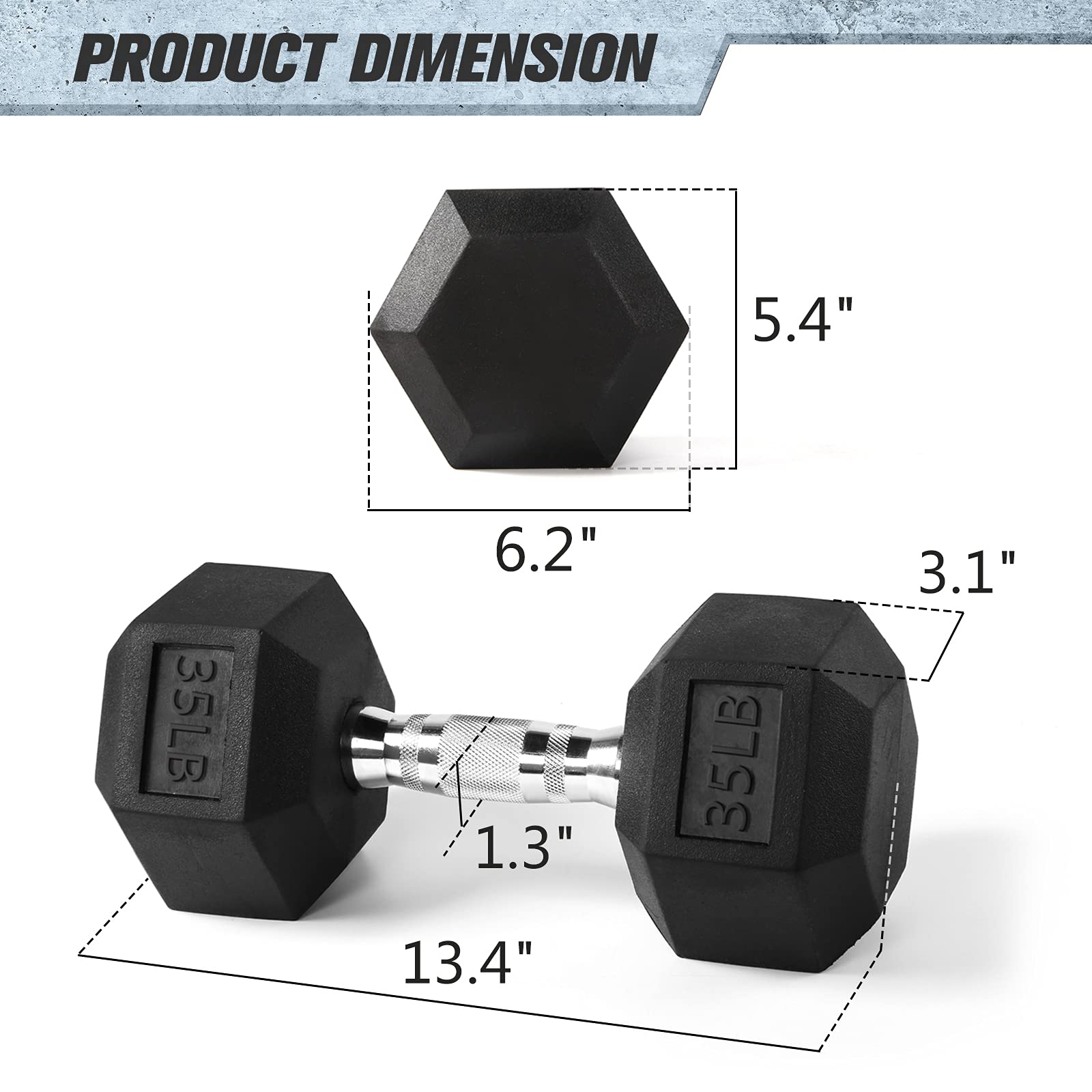 RitFit 5-300LBS Rubber Encased Hex Dumbbell Set with Optional Rack - Home Gym Strength Training Equipment, Non-Slip Coated Hand Weights for Men & Women - Perfect for Full-Body Workouts, CrossFit, and Home Fitness Training